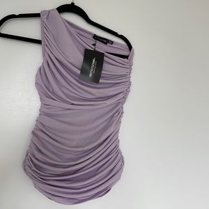 Lilac Slinky Ruched One Shoulder Bodycon Dress